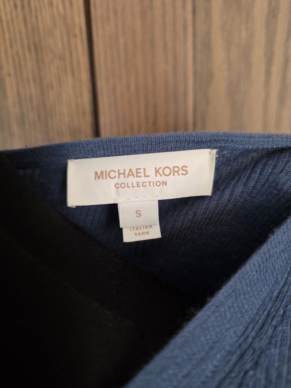 Michael Kors Collection Cashmere Blue Ribbed Crewneck Slim Sweater - Picture 3 of 5